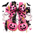 Pink Pumpkin Ghost Bow