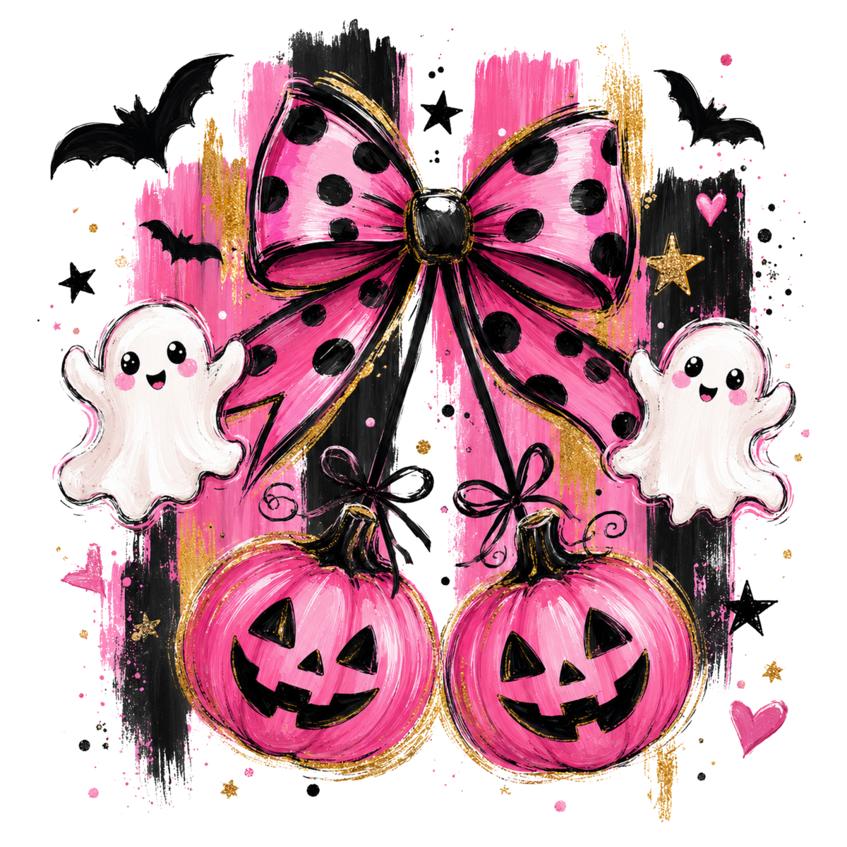 Pink Pumpkin Ghost Bow